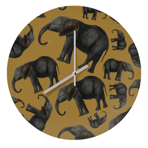 Vintage elephants - quirky wall clock by Cheryl Boland