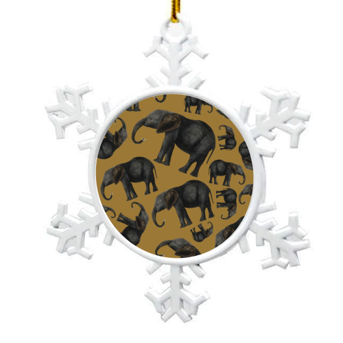 Vintage elephants - snowflake decoration by Cheryl Boland