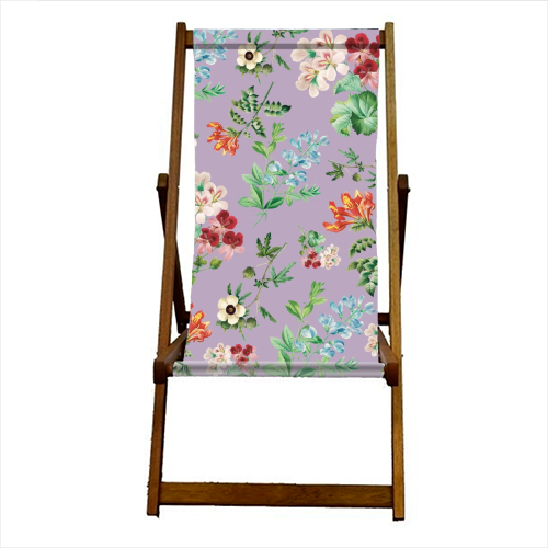 Vintage floral - canvas deck chair by Cheryl Boland
