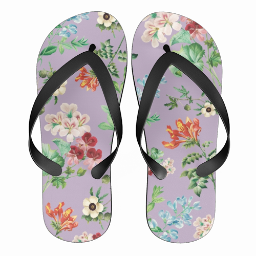 Vintage floral - funny flip flops by Cheryl Boland
