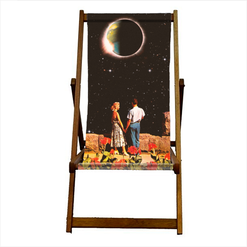 Lovers In Space - canvas deck chair by taudalpoi