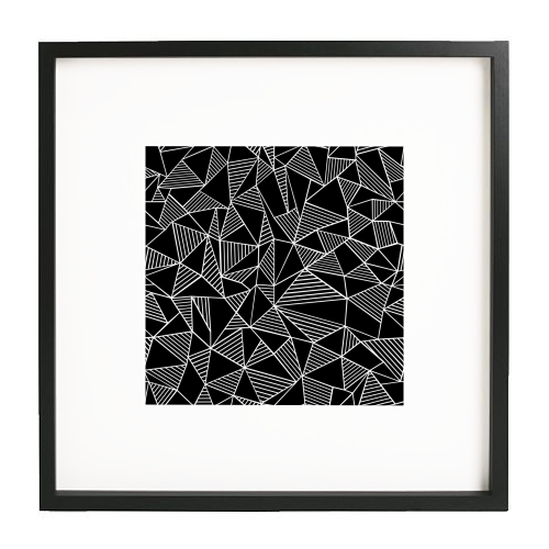 Abstraction Lines With Blocks - white/black framed print by Emeline Tate