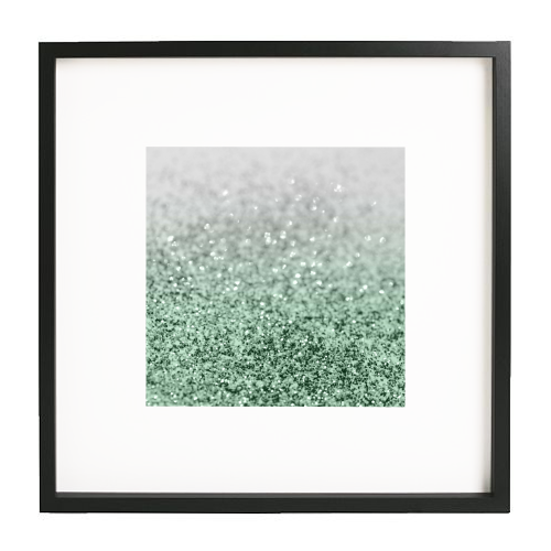 Silver Pastel Mint Green Ocean Glitter Glam #1 (Faux Glitter) #shiny #decor #art - white/black framed print by Anita Bella Jantz