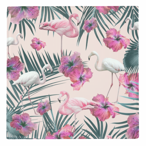 Flamingo Hibiscus Jungle Siesta #2 #tropical #decor #art - personalised beer coaster by Anita Bella Jantz