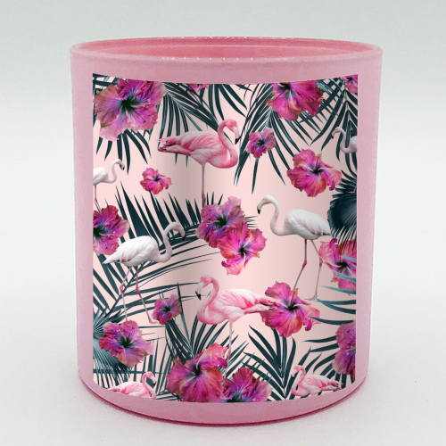 Flamingo Hibiscus Jungle Siesta #2 #tropical #decor #art - scented candle by Anita Bella Jantz