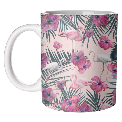 Flamingo Hibiscus Jungle Siesta #2 #tropical #decor #art - unique mug by Anita Bella Jantz