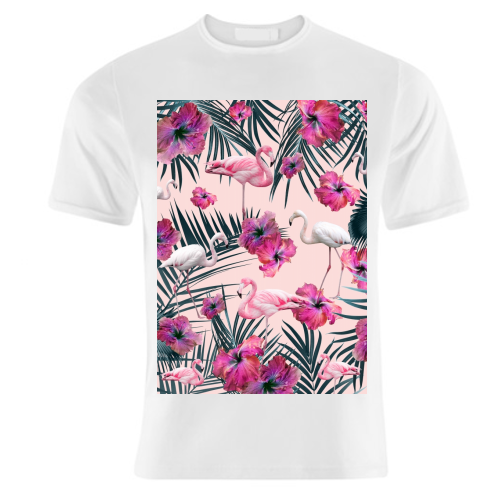 Flamingo Hibiscus Jungle Siesta #2 #tropical #decor #art - unique t shirt by Anita Bella Jantz