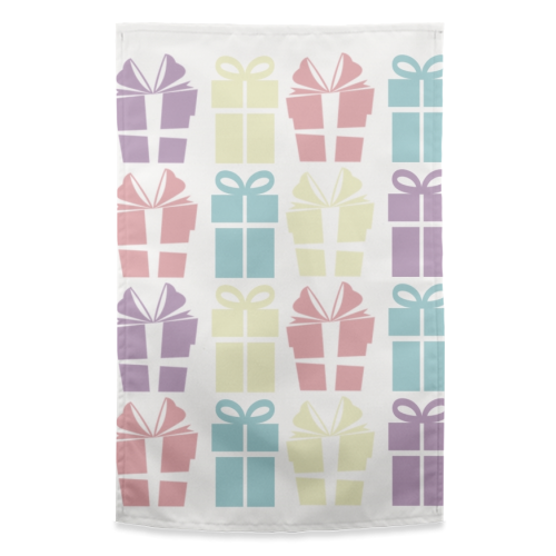 Presents - funny tea towel by Cheryl Boland