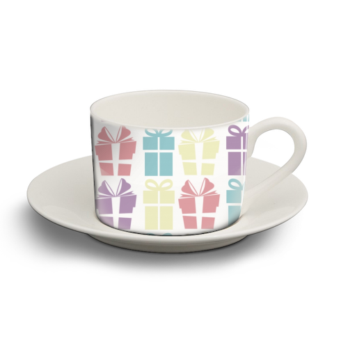 Presents - personalised cup and saucer by Cheryl Boland