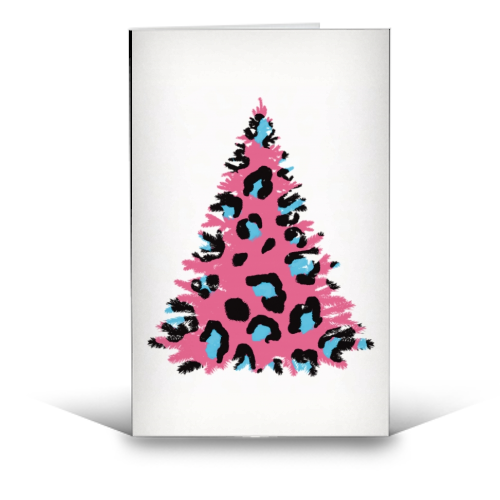 Pink leopard tree - funny greeting card by Cheryl Boland