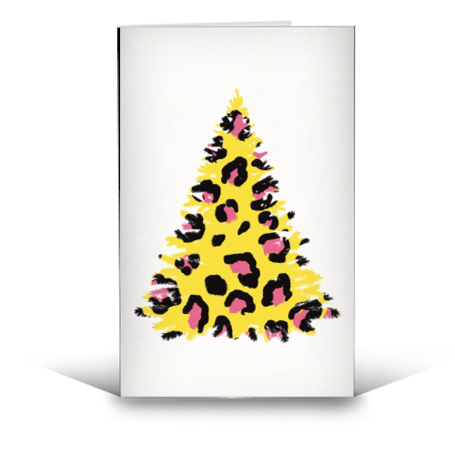 Yellow leopard tree - funny greeting card by Cheryl Boland