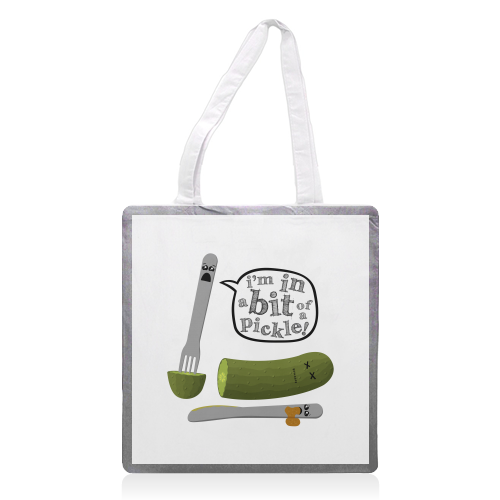 Don't Play with Dead Pickles - printed tote bag by petegrev