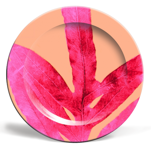 Peach Pink Ferns - ceramic dinner plate by Alicia Noelle Jones