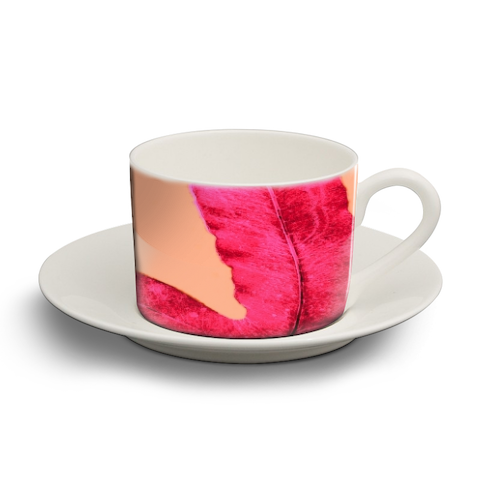 Peach Pink Ferns - personalised cup and saucer by Alicia Noelle Jones