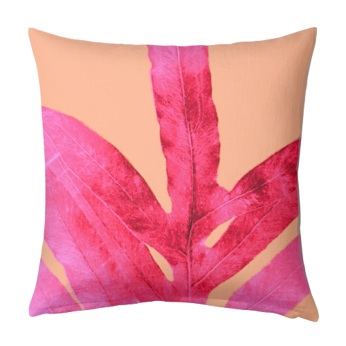 Peach Pink Ferns - designed cushion by Alicia Noelle Jones