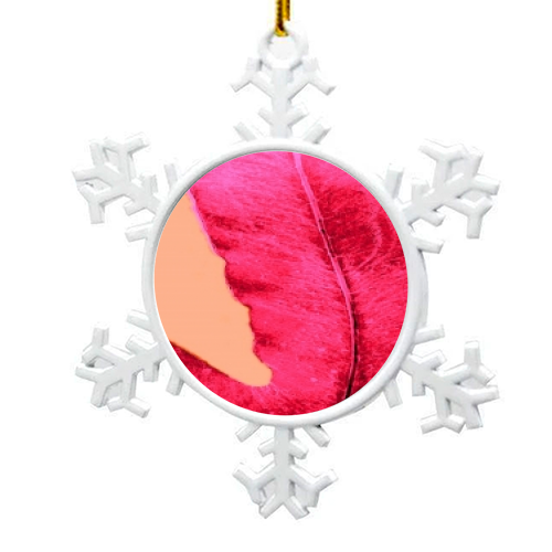 Peach Pink Ferns - snowflake decoration by Alicia Noelle Jones