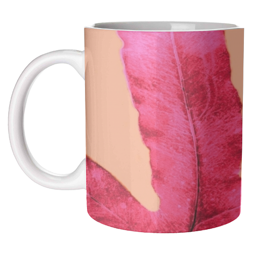 Peach Pink Ferns - unique mug by Alicia Noelle Jones