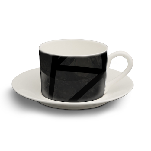 Ab Marb Zoom Black - personalised cup and saucer by Emeline Tate