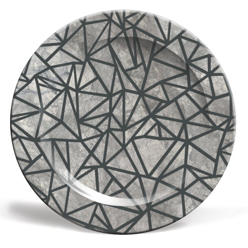 Ab Marb Out Grey - ceramic dinner plate by Emeline Tate