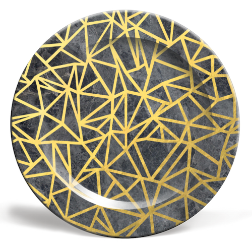 Ab Marb Out Gold - ceramic dinner plate by Emeline Tate