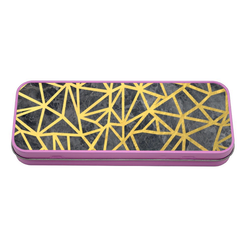 Ab Marb Out Gold - tin pencil case by Emeline Tate