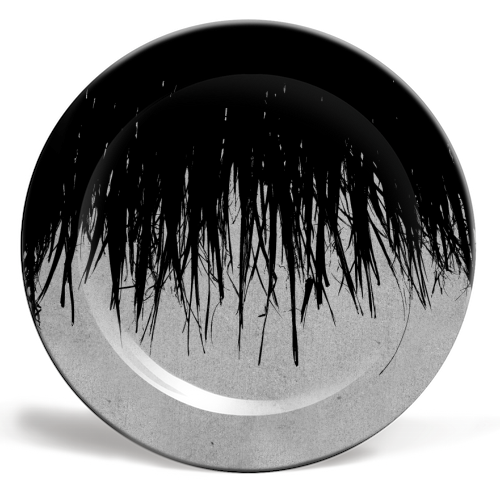 Concrete Fringe Black  - ceramic dinner plate by Emeline Tate
