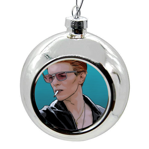 David Bowie - colourful christmas bauble by Dan Avenell