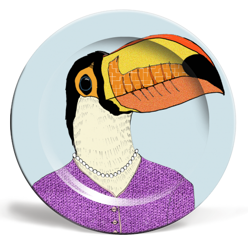 Lady Toucan - ceramic dinner plate by Casey Rogers