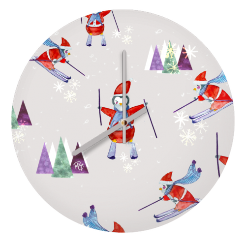 Snow Penguins  - quirky wall clock by Yaz Raja