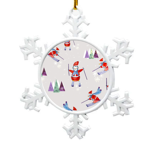 Snow Penguins  - snowflake decoration by Yaz Raja