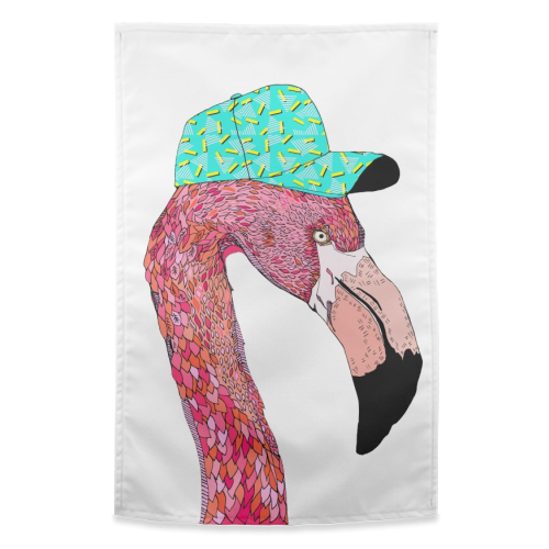 Urban Flamingo - funny tea towel by Casey Rogers