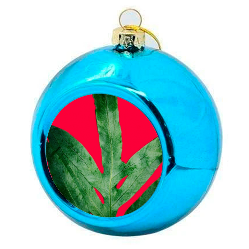 Christmas Fern Dressed in Red - colourful christmas bauble by Alicia Noelle Jones