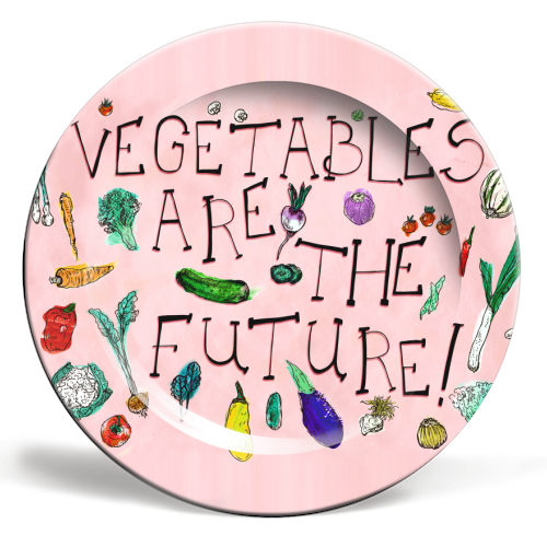 The Future Is Veg - ceramic dinner plate by minniemorris art