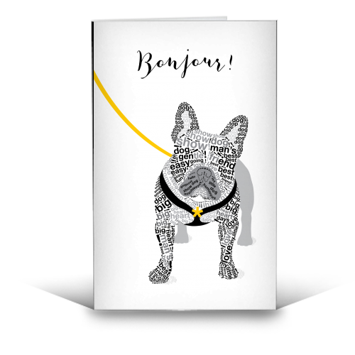 Typographic French Bulldog - funny greeting card by Dominique Vari