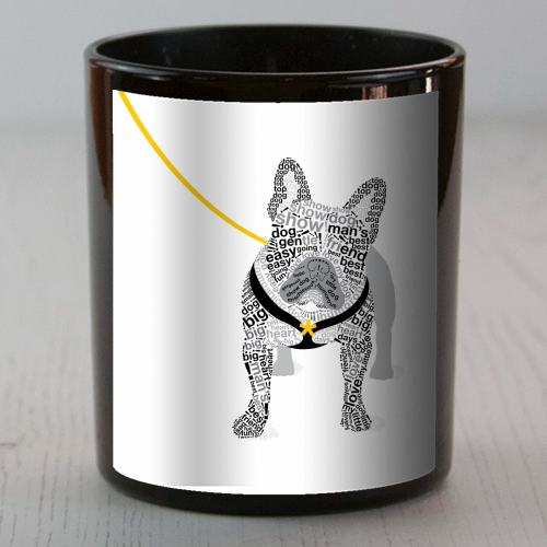 Typographic French Bulldog - scented candle by Dominique Vari