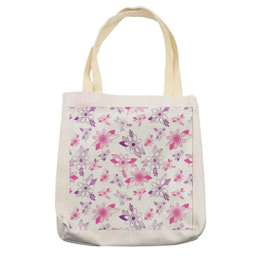 DAISY INK WATERCOLOR - printed tote bag by Malu Chevarria