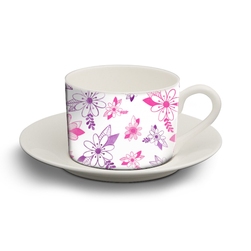 DAISY INK WATERCOLOR - personalised cup and saucer by Malu Chevarria