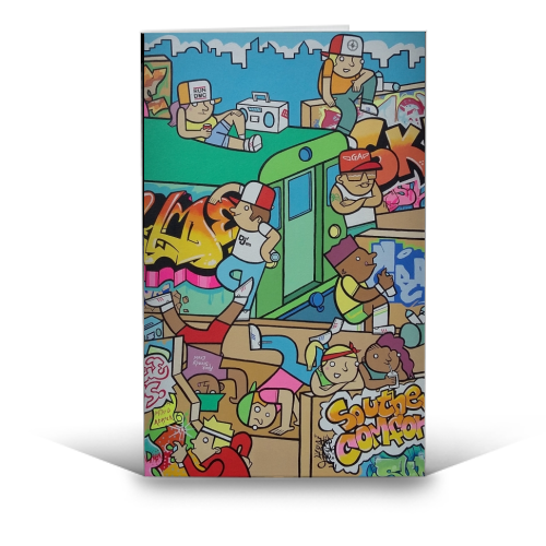 The South Bronx Funktronix Bomb Squad 1986 - funny greeting card by Darren Baxter