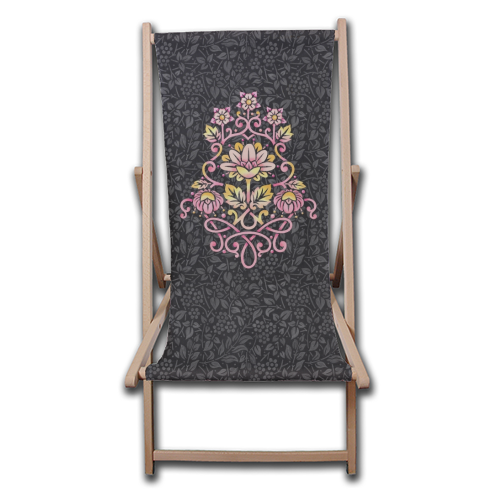 Rose Damask - canvas deck chair by Patricia Shea