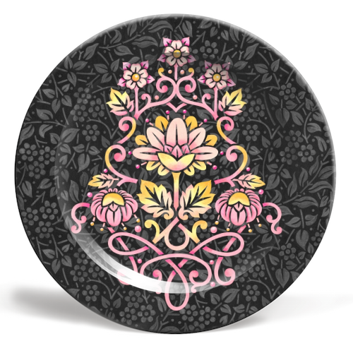 Rose Damask - ceramic dinner plate by Patricia Shea