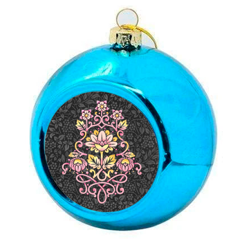 Rose Damask - colourful christmas bauble by Patricia Shea