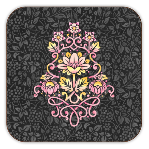 Rose Damask - personalised beer coaster by Patricia Shea
