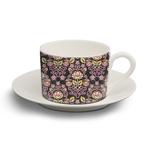 Rose Damask - personalised cup and saucer by Patricia Shea