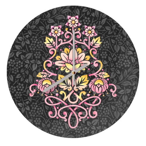 Rose Damask - quirky wall clock by Patricia Shea