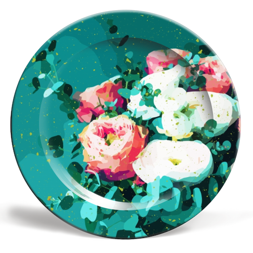 Floral & Confetti - ceramic dinner plate by Uma Prabhakar Gokhale