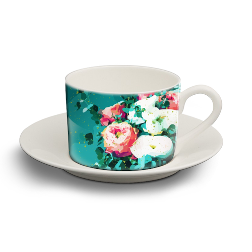 Floral & Confetti - personalised cup and saucer by Uma Prabhakar Gokhale