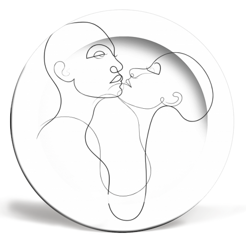 Prelude To A Kiss Line Portraits - ceramic dinner plate by Adam Regester