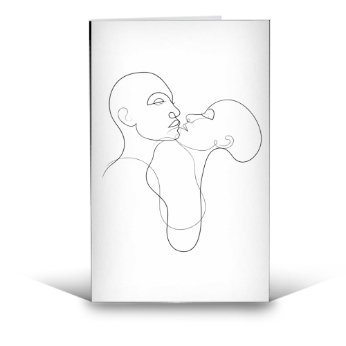 Prelude To A Kiss Line Portraits - funny greeting card by Adam Regester