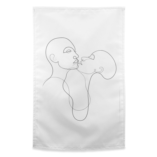 Prelude To A Kiss Line Portraits - funny tea towel by Adam Regester
