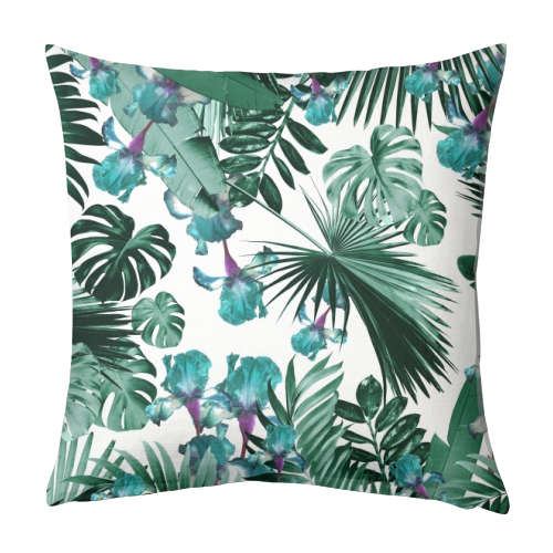 Tropical Jungle Leaves Flower Oasis #1 #tropical #decor #art - designed cushion by Anita Bella Jantz